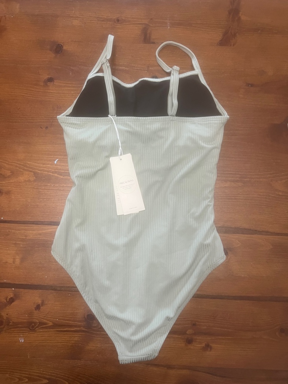 Twist-Front Sage Ribbed One-Piece Swimsuit - Picture 2 of 7